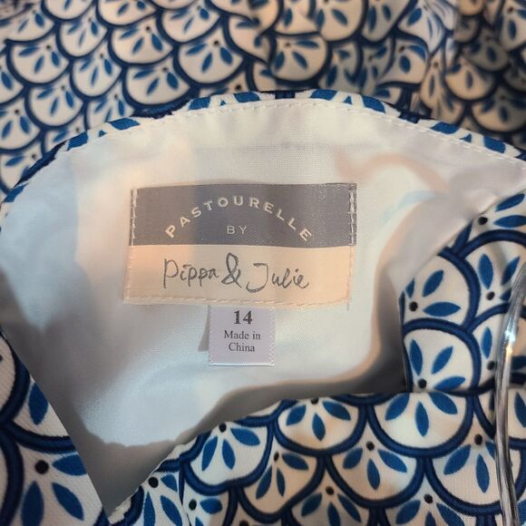 Girl's Pastourelle By Pippa & Julie Floral Print Dress, Size 14 - Blue - Picture 4 of 6